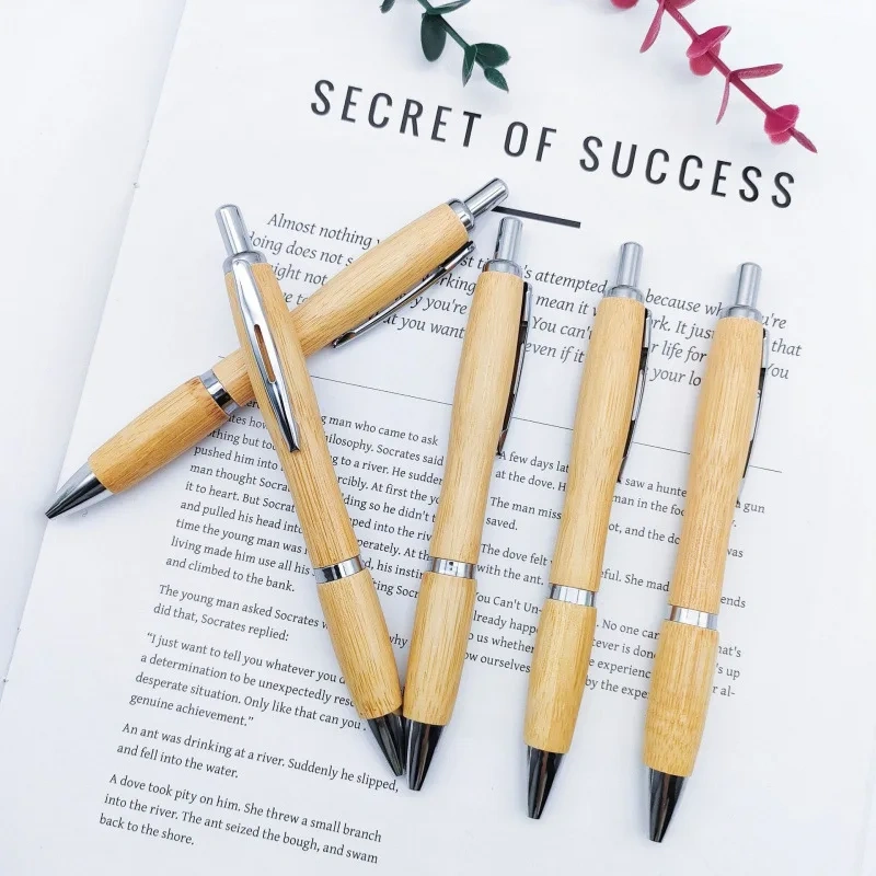 Recycled Click Eco Friendly Bamboo Pens with High Quality Personalized  Wood Custom Logo Hotel Amenities Ball Point Ballpoint