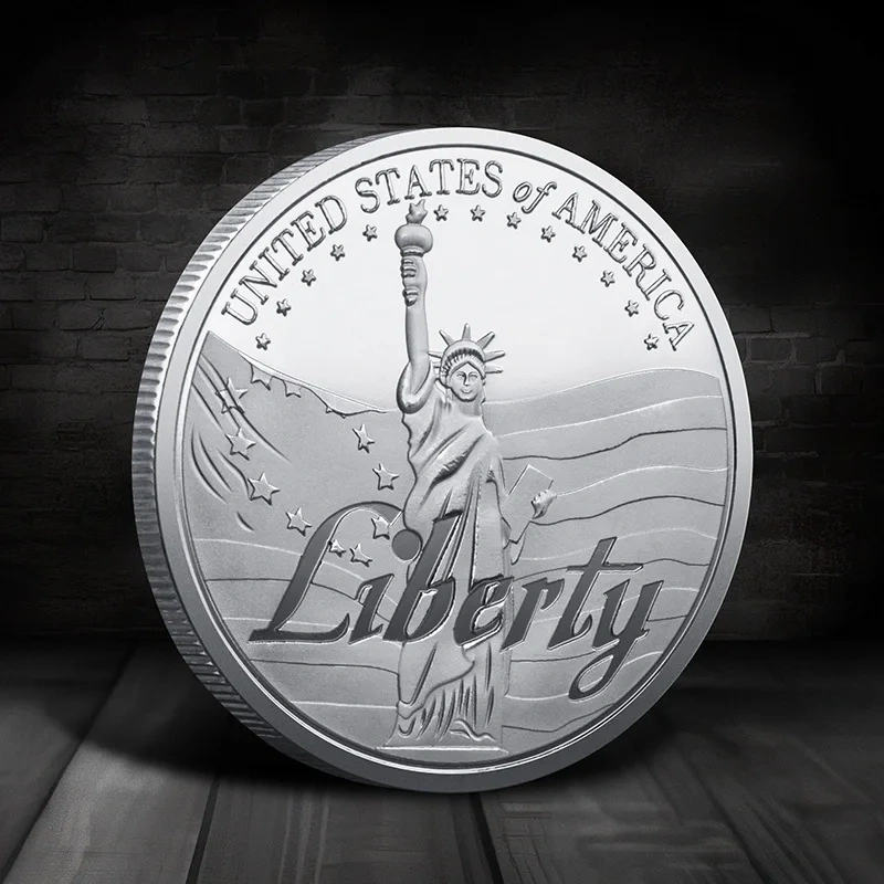 OEM Personalized Custom America Statue of Liberty Collectible Gold Silver Plated Souvenir Coin Collection Art Commemorative Coin