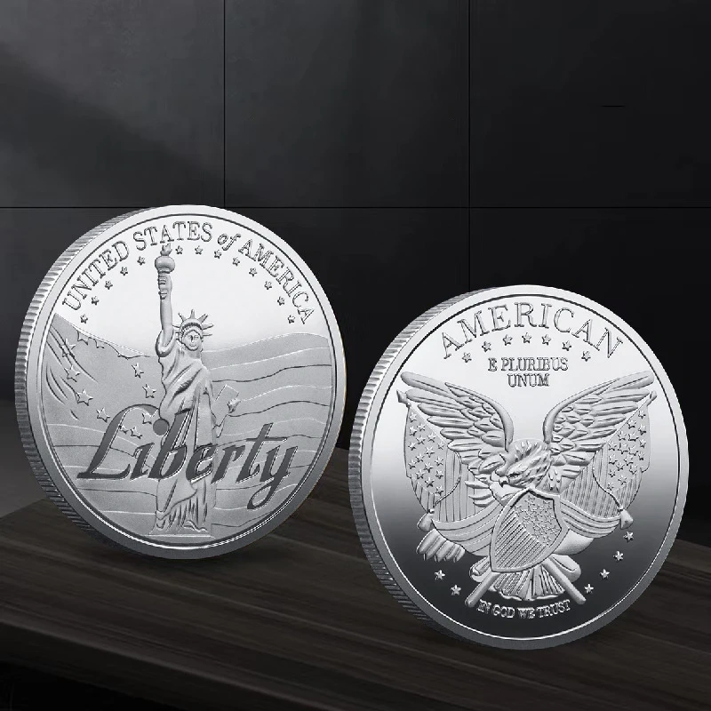 OEM Personalized Custom America Statue of Liberty Collectible Gold Silver Plated Souvenir Coin Collection Art Commemorative Coin