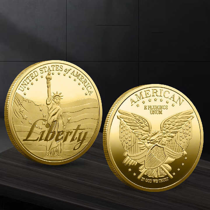OEM Personalized Custom America Statue of Liberty Collectible Gold Silver Plated Souvenir Coin Collection Art Commemorative Coin