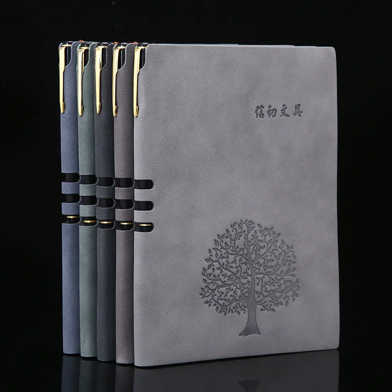2023 High Quality Custom Notebook with Pen Gift Set Soft Faux Pu Leather Hardcover Cover Custom Printing Notebook