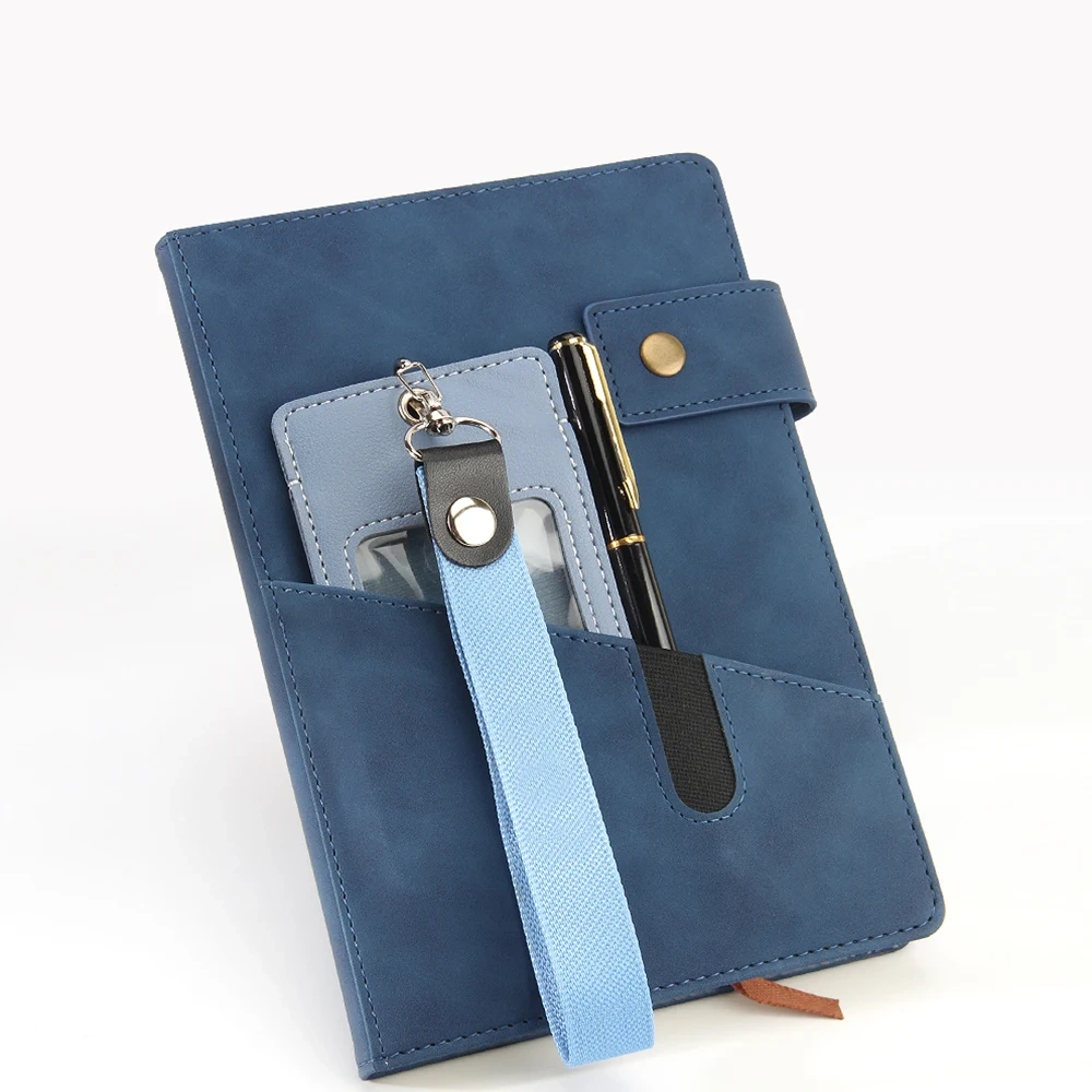 Premium  100 Sheet Notebook Planner Classic Commercial Design PU Leather Pocket Sewn Hot Press Bound Diary Custom Journal Gift