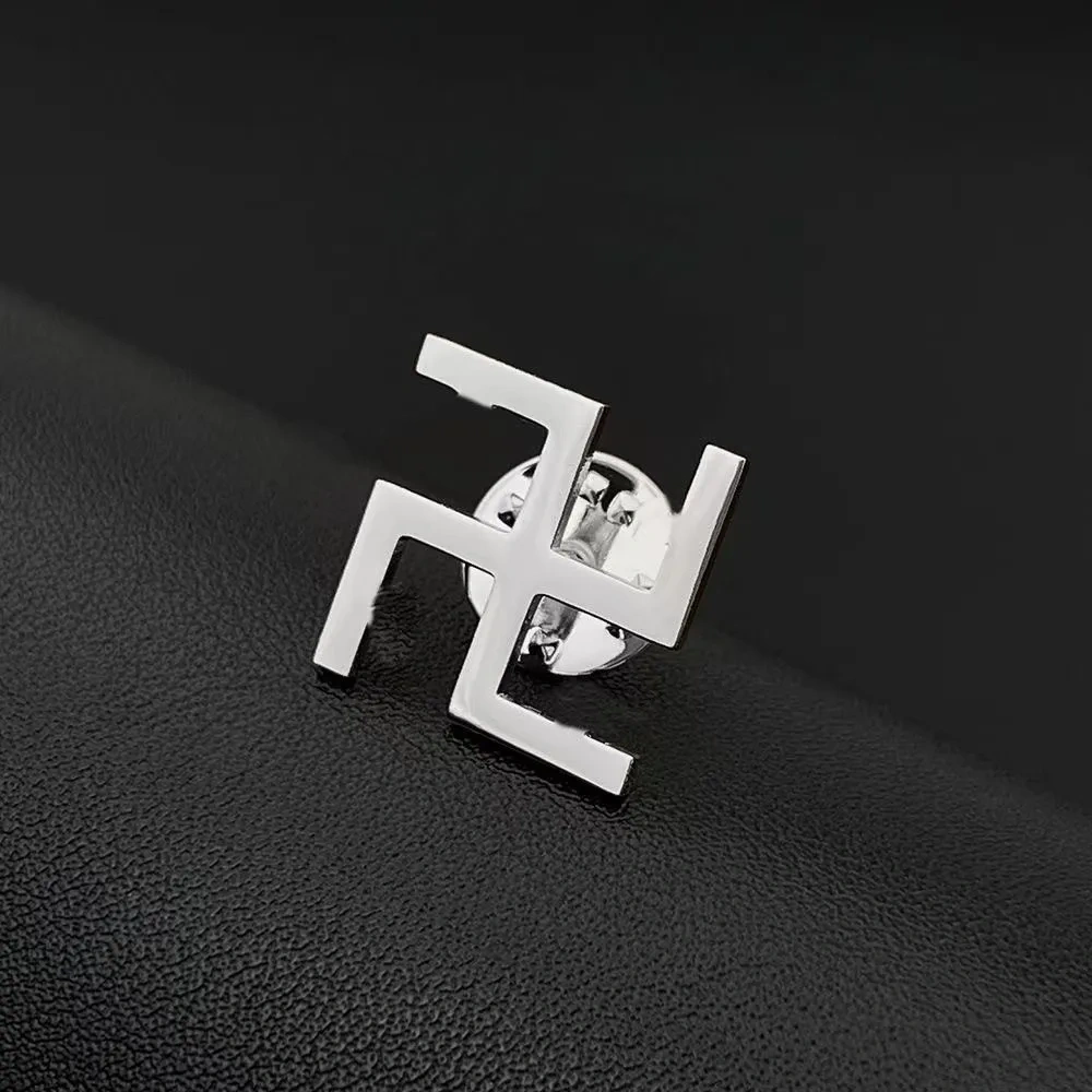 Stainless Steel Sanskrit Symbol Suit Brooch Shirt Collar Personality Pin Metal Lapel Pin