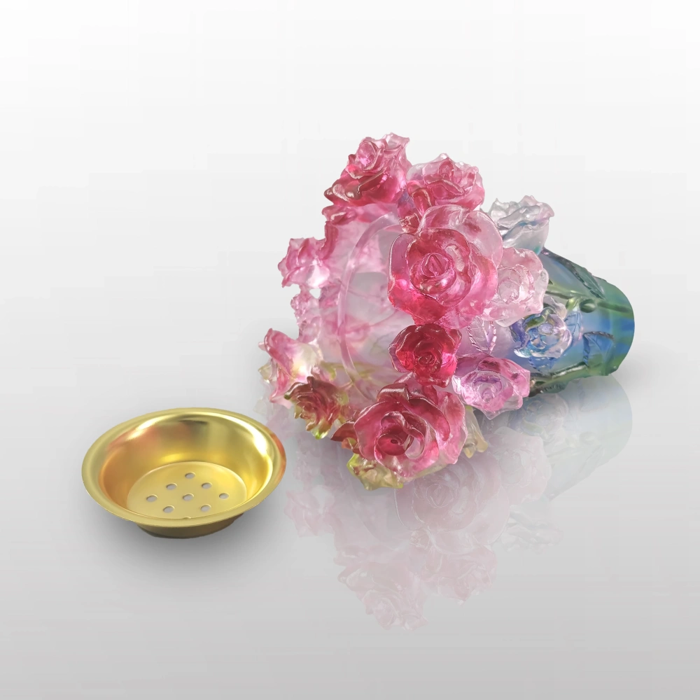 Custom Wholesale Decorative Rose Shaped Vase Crystal Crafts for High-end Home Decor
