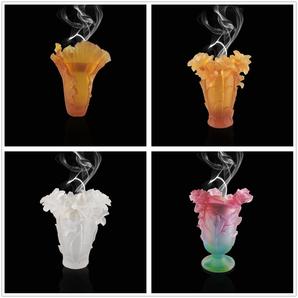 2022 Latst Arabic Style Crystal Flower Shape Incense Mubkhar Beautiful Glass burner