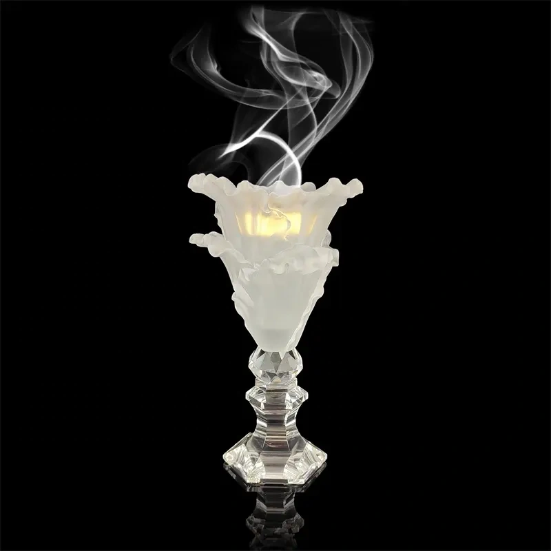 2022 Latst Arabic Style Crystal Flower Shape Incense Mubkhar Beautiful Glass burner