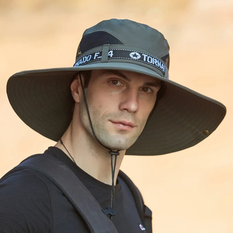 Men's Waterproof Bucket Hat for Travel Outdoor Sunshade Camping Cap Breathable and Casual Use in Tourism Fishing Cycling