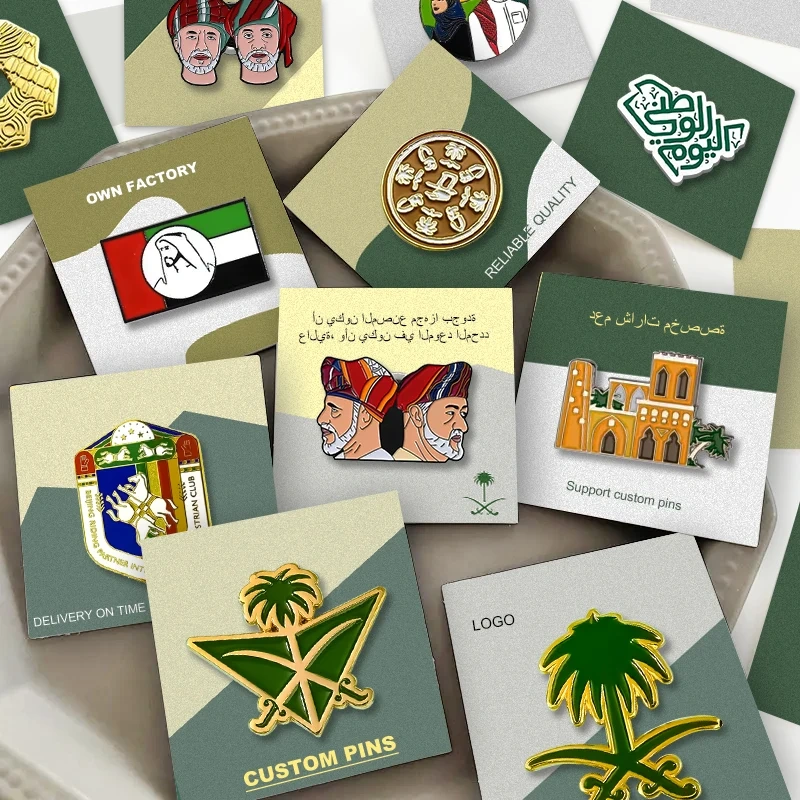 Manufacturer Enamel Pins Custom Metalicos Gorra Safety Logo Design Your Own Badge Hijab Metal Lapels Saudi Pin