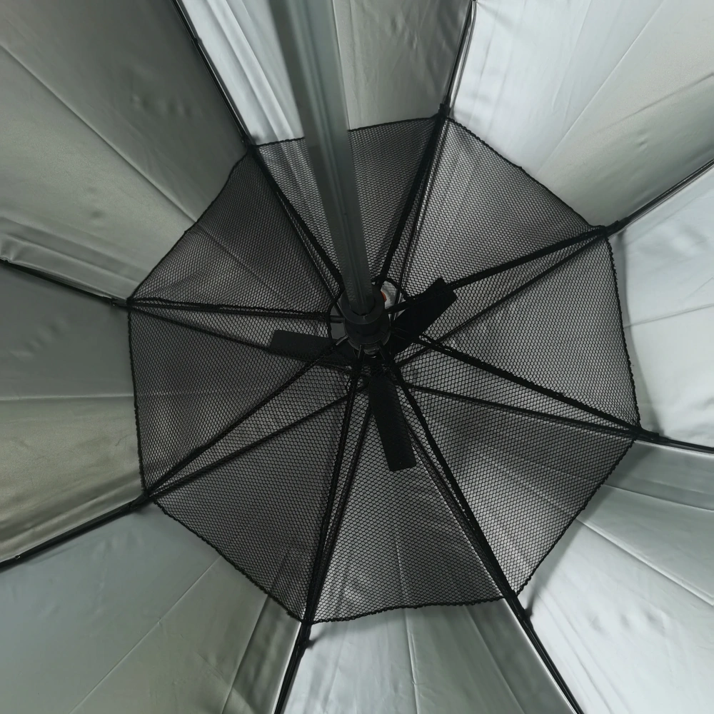 2600mAh Solar-Ready Outdoor Windproof Silver-Coated Rechargeable Fan Umbrella