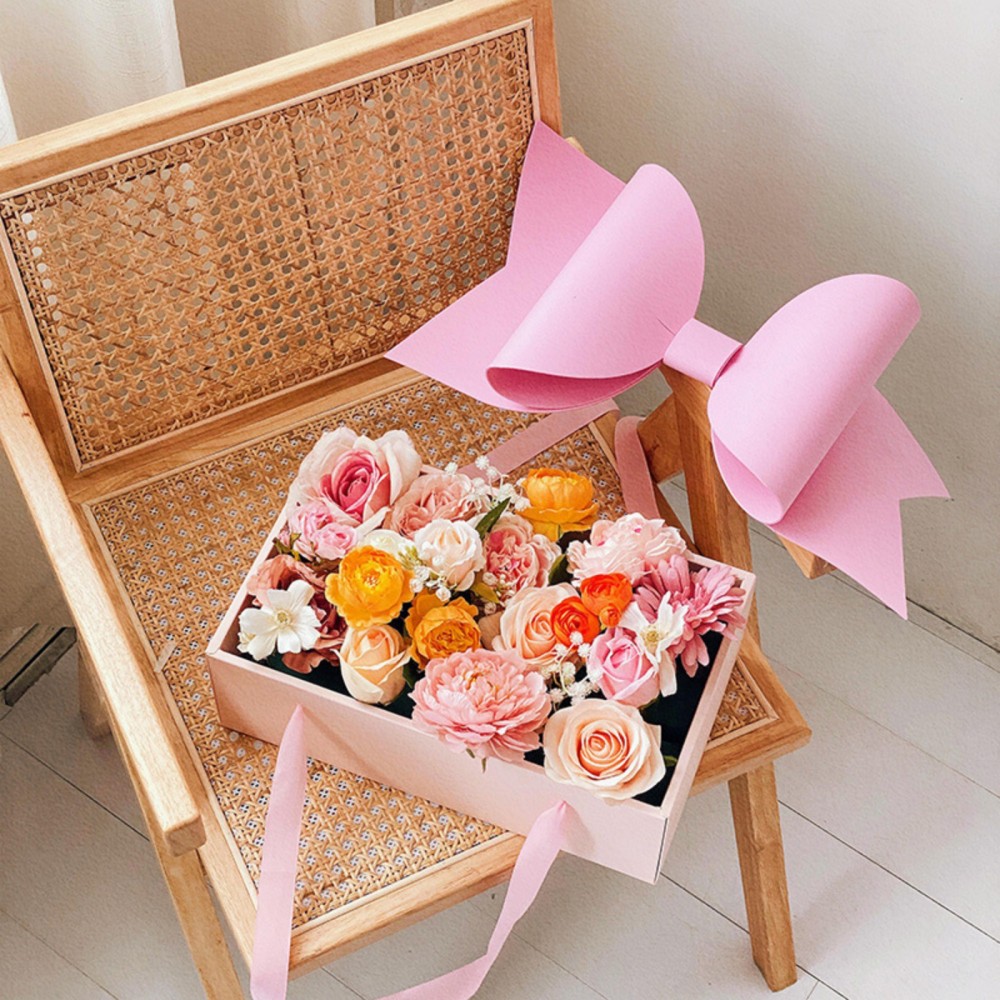 20 Peek /Set Clear Flower Gift Box With Bow for Valentines Day Rose Packaging Luxury Bow for Flower Transport Floral Gift Box