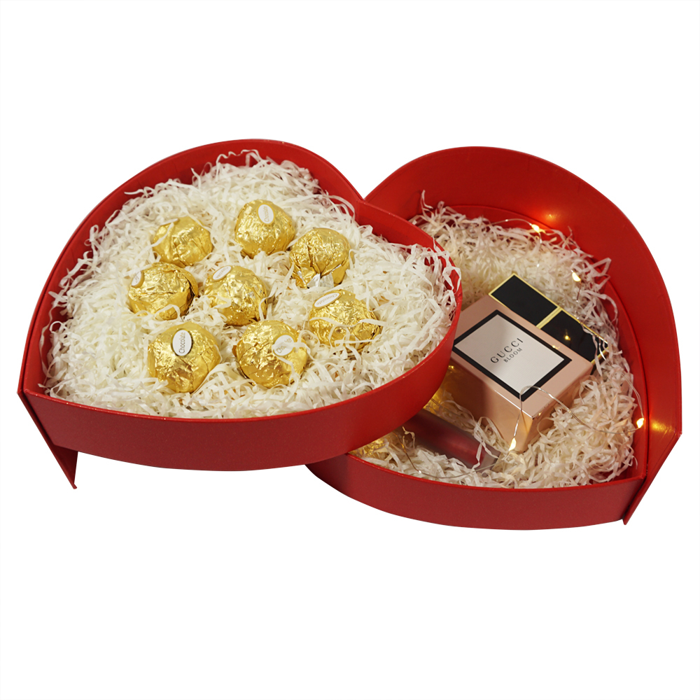 ZL Custom Cardboard Heart-shaped Double-layer Rotating Flower Valentine's Day Surprise Gift Box Wedding Rose Flower Gift Box
