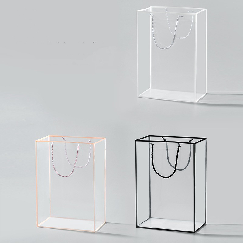 ZL Custom Transparent Clear Waterproof Plastic Bouquets Flower Bag With Rope Handle