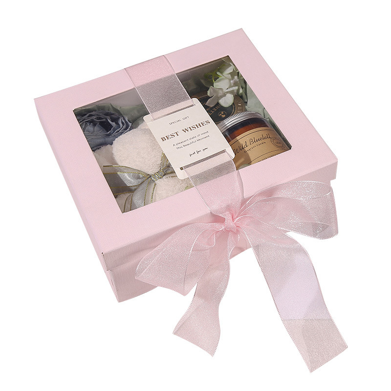 Wholesale Packaging Gift Paper Boxes with clear Window Front Happy Birthday Gift Box Bridesmaid Gift Boxes Set