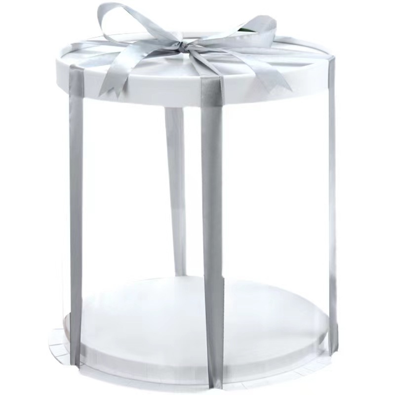 Tall Clear Cylindrical Pattern Layer Transparent Round Cake Box Packaging Flower Gift Dustproof Exhibition Storage Box