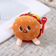 New cute plush pendants in the shapes of hamburgers, hot dogs and chicken legs, exquisite claw machine dolls, school bag ornaments and keychains
