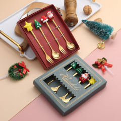 Stainless steel spoon with high aesthetic value, Christmas tree fork, dessert spoon, coffee spoon, fruit fork, Christmas tableware gift box