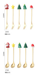 Stainless steel spoon with high aesthetic value, Christmas tree fork, dessert spoon, coffee spoon, fruit fork, Christmas tableware gift box