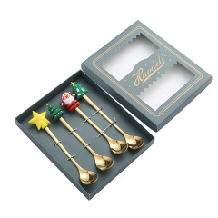 Stainless steel spoon with high aesthetic value, Christmas tree fork, dessert spoon, coffee spoon, fruit fork, Christmas tableware gift box