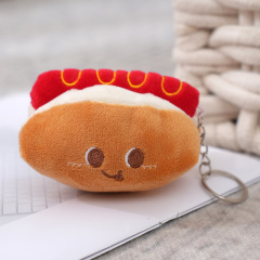 New cute plush pendants in the shapes of hamburgers, hot dogs and chicken legs, exquisite claw machine dolls, school bag ornaments and keychains
