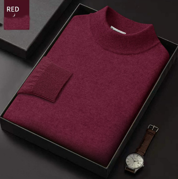 men's pure red wool sweater 