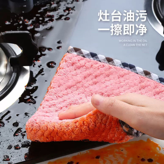 Wholesale dishwashing towels, dishcloths, kitchen cloths, non greasy, thickened, table wiping, bowl brushing cloth, absorbent scouring pad from manufacturers