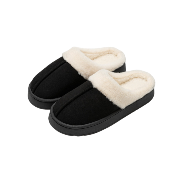 New Trendy Thick soled Fuzzy Cotton Slippers for Women Winter Warmth, Suitable for Autumn Winter, Snow Boots with Toe Cap, Anti slip