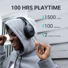 233621 Hush Active Noise Cancelling Headphones with Microphone [100 Hrs Playtime] Wireless Over Ear ANC Headphones Wireless Bluetooth Headphones with Custom App Comfort Fit for Home Office(Cozmo)