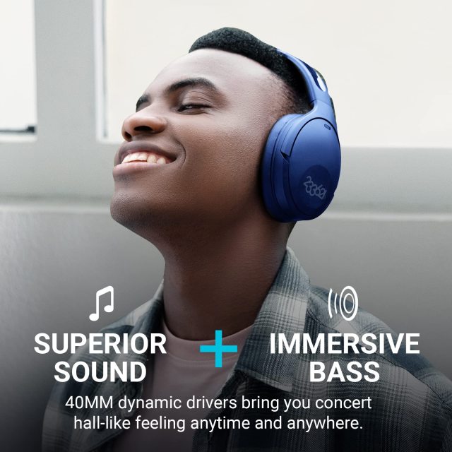 233621 Hush Active Noise Cancelling Headphones with Microphone [100 Hrs Playtime] Wireless Over Ear ANC Headphones Wireless Bluetooth Headphones with Custom App Comfort Fit for Home Office(Cozmo)