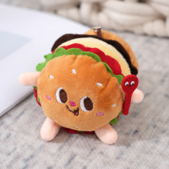New cute plush pendants in the shapes of hamburgers, hot dogs and chicken legs, exquisite claw machine dolls, school bag ornaments and keychains