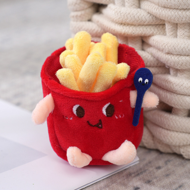 New cute plush pendants in the shapes of hamburgers, hot dogs and chicken legs, exquisite claw machine dolls, school bag ornaments and keychains