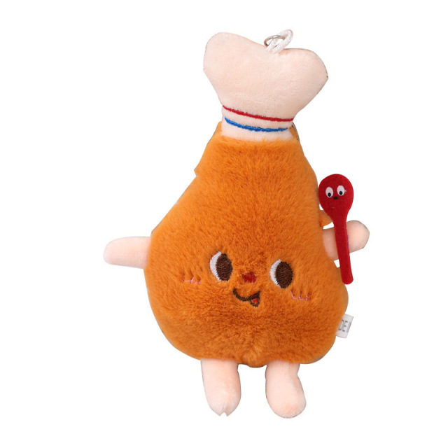 New cute plush pendants in the shapes of hamburgers, hot dogs and chicken legs, exquisite claw machine dolls, school bag ornaments and keychains