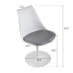 Swivel Tulip Side Chair for Kitchen and Dining Room Bar with Cushioned Seat and Curved Backrest