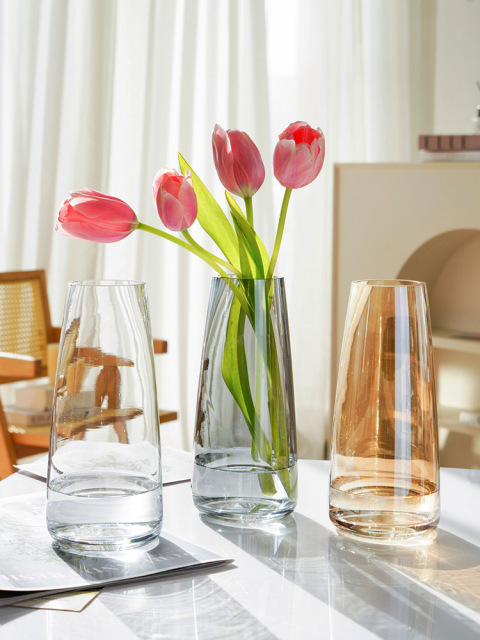 Modern minimalist gradient iridescent glass vase with high aesthetic value, living room hydroponic, bedroom decorative ornament vase