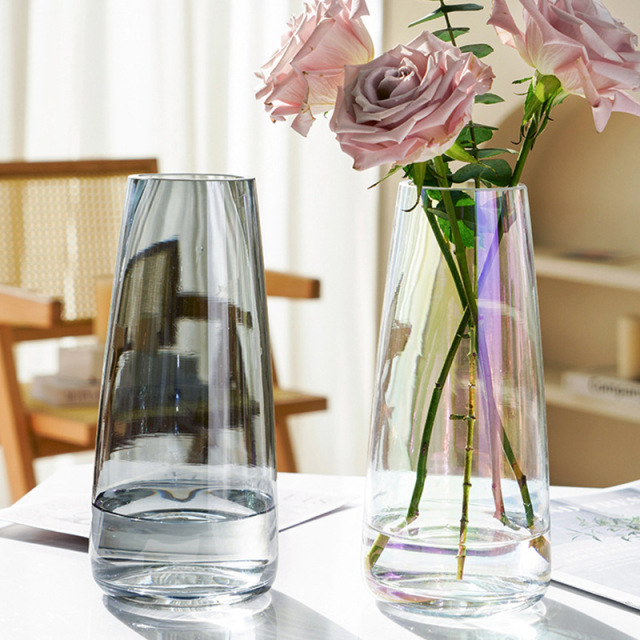 Modern minimalist gradient iridescent glass vase with high aesthetic value, living room hydroponic, bedroom decorative ornament vase