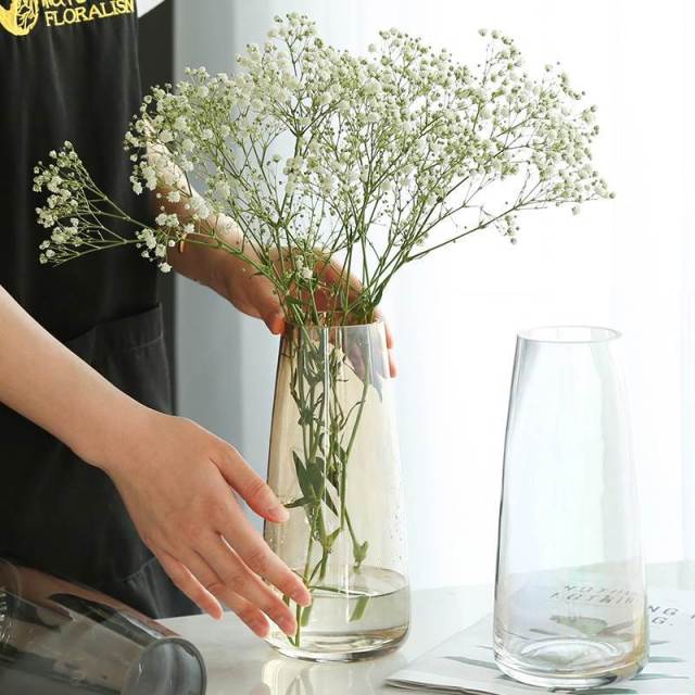 Modern minimalist gradient iridescent glass vase with high aesthetic value, living room hydroponic, bedroom decorative ornament vase