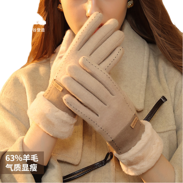 Winter new cashmere gloves ladies outdoor small fragrance breeze velvet thickened warm gloves cold-proof touch screen DY50