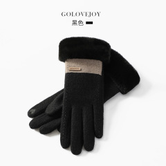 Winter new cashmere gloves ladies outdoor small fragrance breeze velvet thickened warm gloves cold-proof touch screen DY50