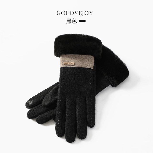 Winter new cashmere gloves ladies outdoor small fragrance breeze velvet thickened warm gloves cold-proof touch screen DY50