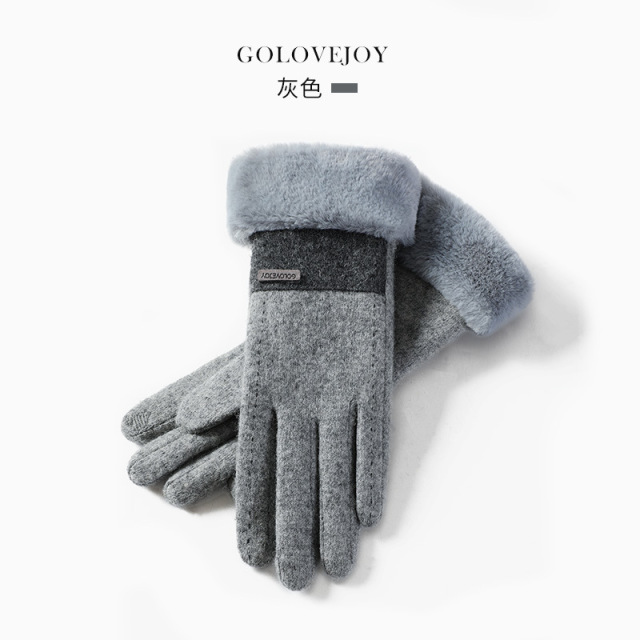 Winter new cashmere gloves ladies outdoor small fragrance breeze velvet thickened warm gloves cold-proof touch screen DY50
