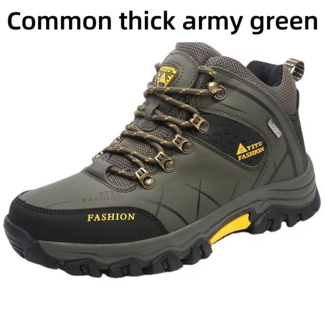 Essential hiking and mountaineering shoes for autumn and winter - plush and warm, waterproof plus size leather top cotton shoes