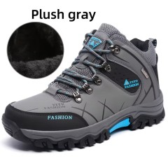 Essential hiking and mountaineering shoes for autumn and winter - plush and warm, waterproof plus size leather top cotton shoes