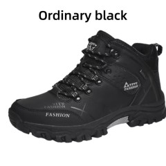 Essential hiking and mountaineering shoes for autumn and winter - plush and warm, waterproof plus size leather top cotton shoes