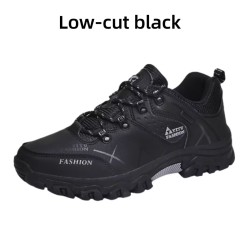 Essential hiking and mountaineering shoes for autumn and winter - plush and warm, waterproof plus size leather top cotton shoes