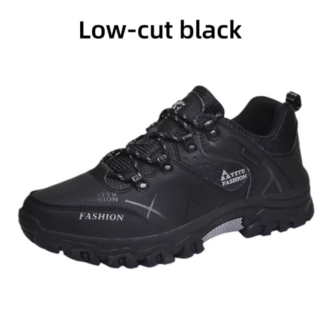 Essential hiking and mountaineering shoes for autumn and winter - plush and warm, waterproof plus size leather top cotton shoes