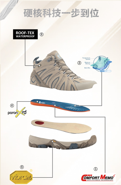ROCKROOSTER Cross-Border Identical Style Sports Shoes, Outdoor Hiking Waterproof Boots, Vibram Anti-Slip Breathable Mountaineering Shoes