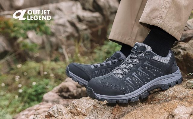 Men's waterproof hiking shoes made of leather, comfortable, lightweight, non slip, low cut outdoor hiking shoes