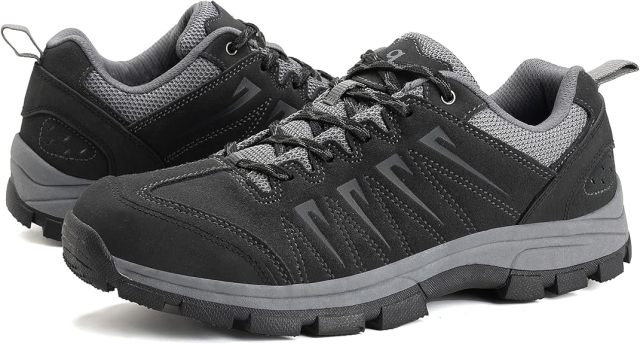Men's waterproof hiking shoes made of leather, comfortable, lightweight, non slip, low cut outdoor hiking shoes