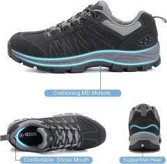 Men's waterproof hiking shoes made of leather, comfortable, lightweight, non slip, low cut outdoor hiking shoes