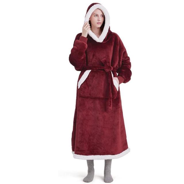 Ultra-Thick Flannel Hooded Lounge Blanket - Warm Loungewear
