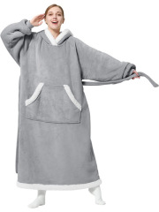 Ultra-Thick Flannel Hooded Lounge Blanket - Warm Loungewear